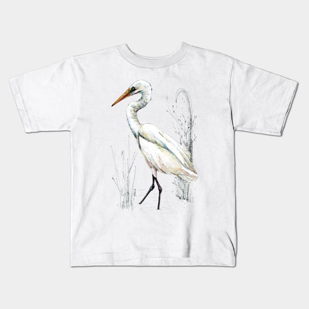 Mr Kotuku, New Zealand White Heron Kids T-Shirt by EmilieGeant